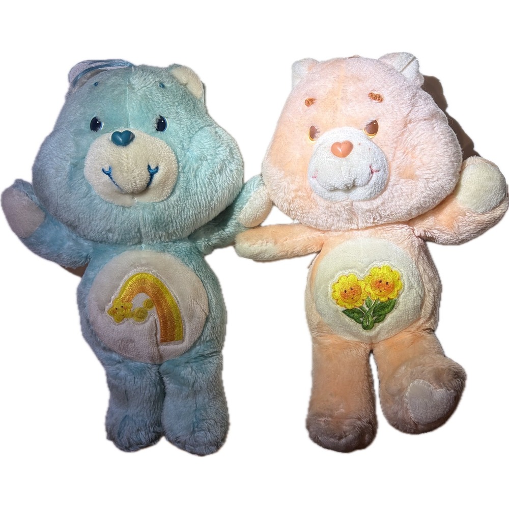 Vtg 80s Care Bears Plush Lot‎ 1983 Kenner Friend Bear Wish Bear 13" STAINED